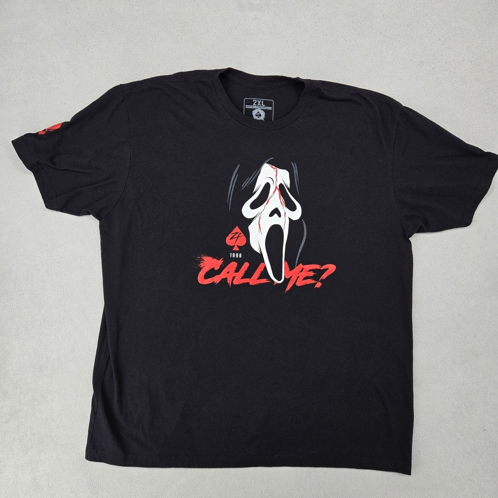 Zero Foxtrot Mens 2XL Black Scream Ghostface Call Me Graphic Tee Horror Tactical